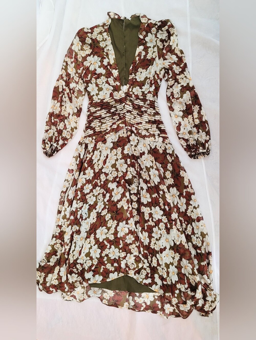 NWOT! ASTR Fall Formal Floral Anthro Women's Open-Back Chiffon Maxi Dress Small - Picture 17 of 17